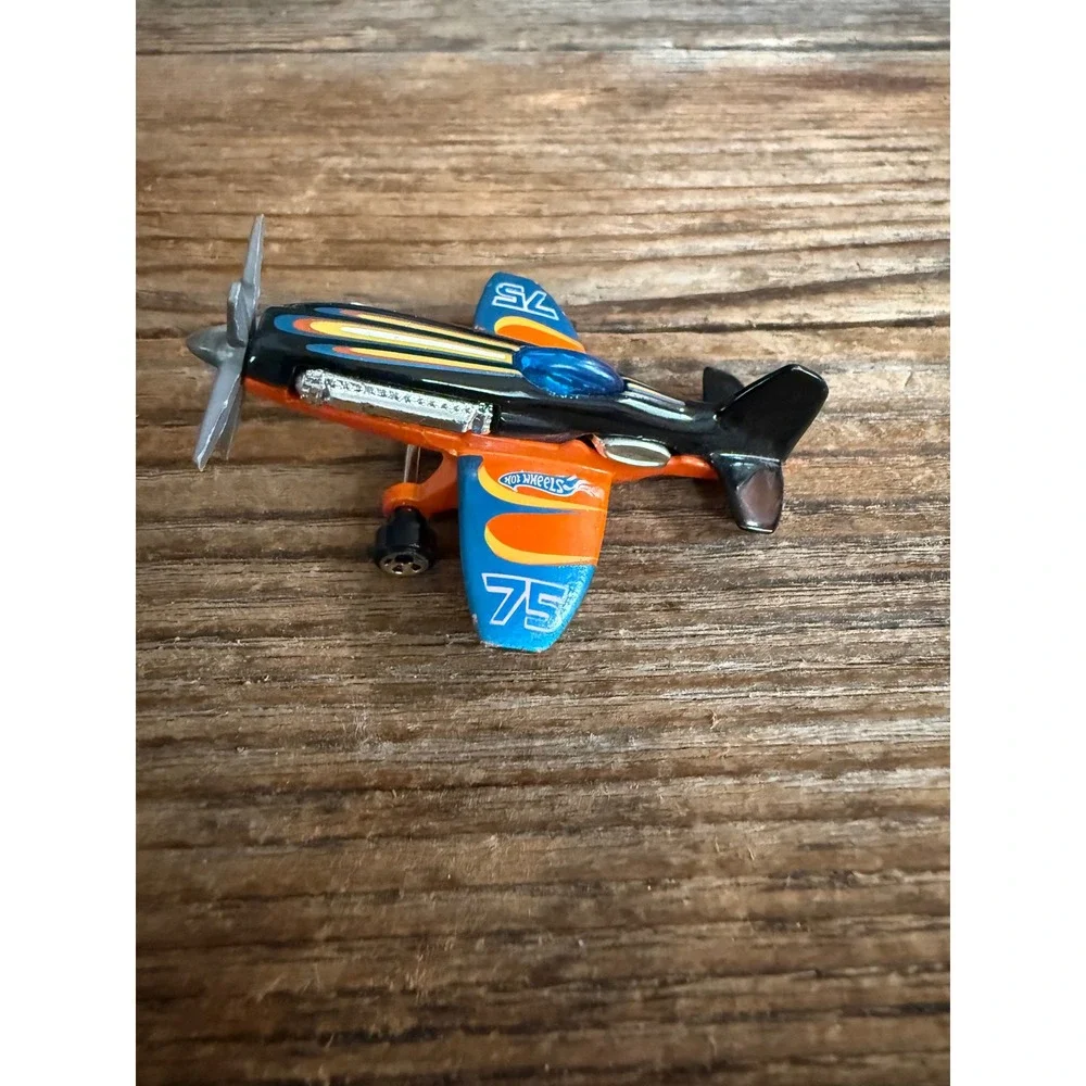 Y2K 2000s Hot Wheels Mad Propz Airplane Racing Plane Orange Black 75 Decal